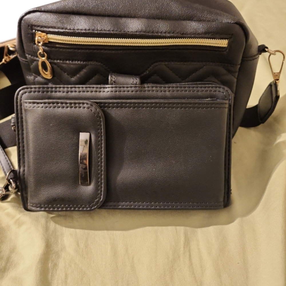 SHEIN Black Crossbody Bag with Gold Accents